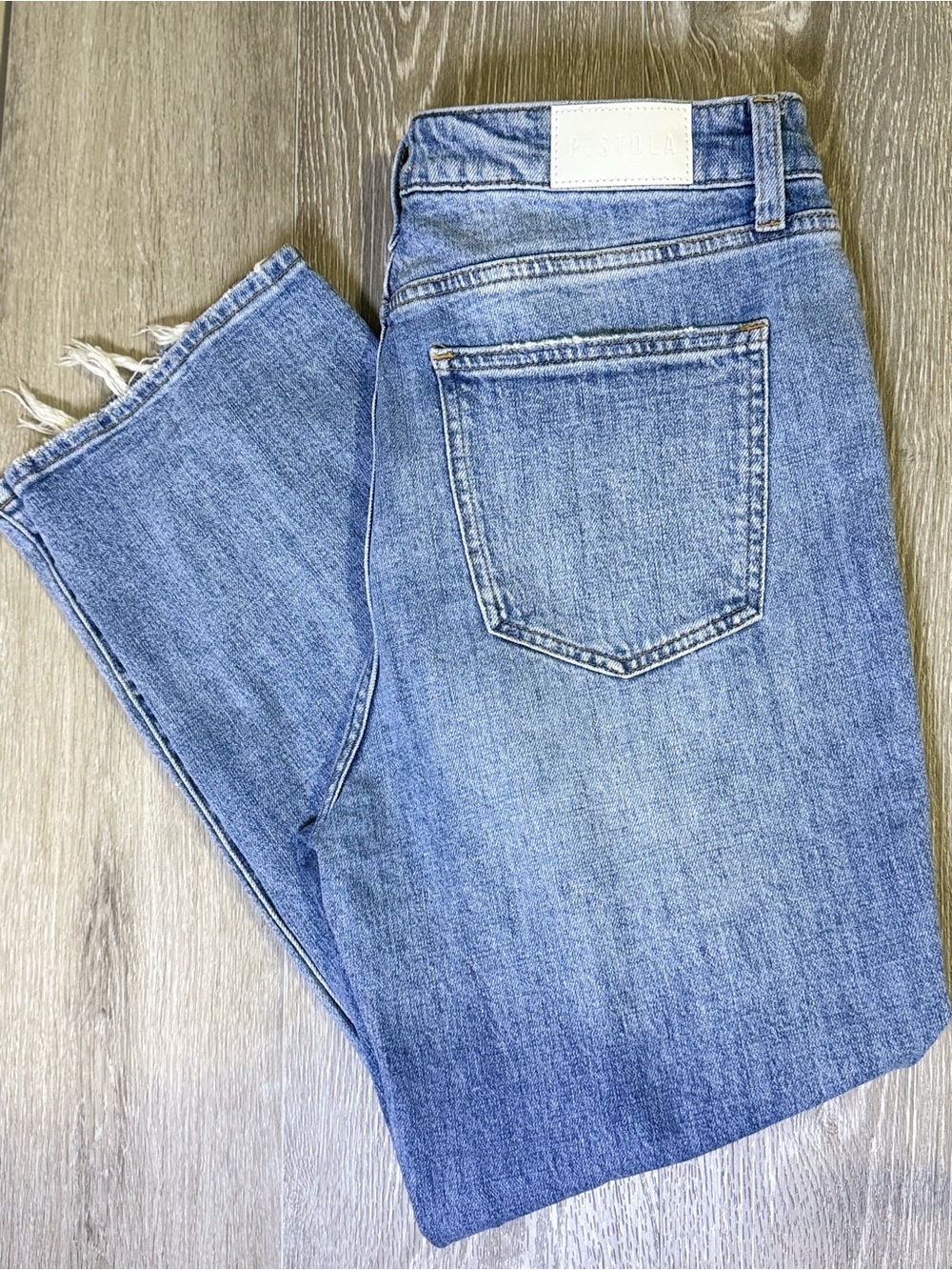 Pistola High Rise Distressed Straight Leg Jeans Size 31